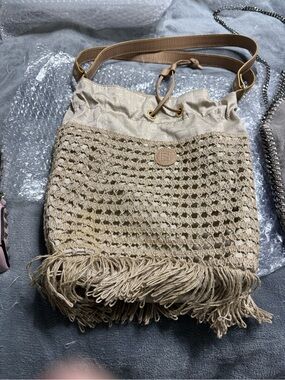 Authentic Vintage Fendi SAS Crochet Fringe Bucket Bag - Rare Gold Metallic